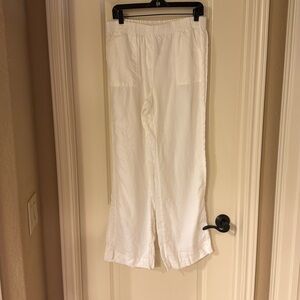 Chicos white linen straight leg pant